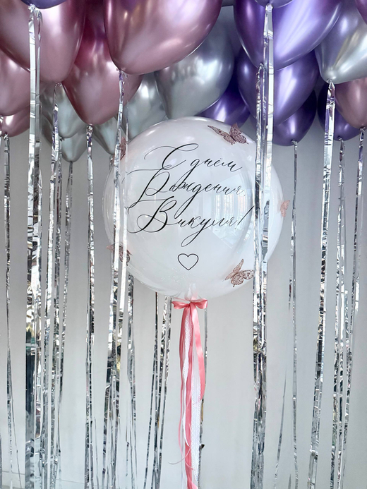 Воздушные шары на потолок хром с дождиком №4772