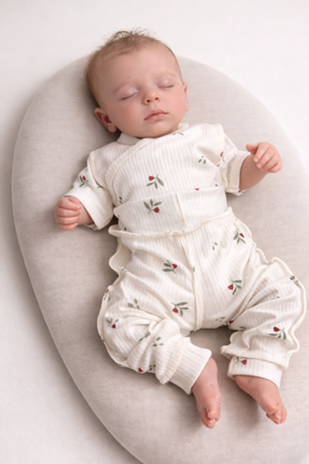Боди кр.рукав и штанишки в рубчик, Цветы