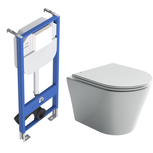 Комплект подвесной безободковый унитаз Ceramica Nova Forma с крышкой-сиденьем CN3011 + инсталляция Creto Standart 1.0