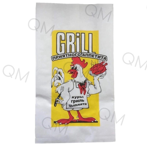 Пакет белый бумажный 300*200*70 мм с печатью "Кура Гриль", 2500шт