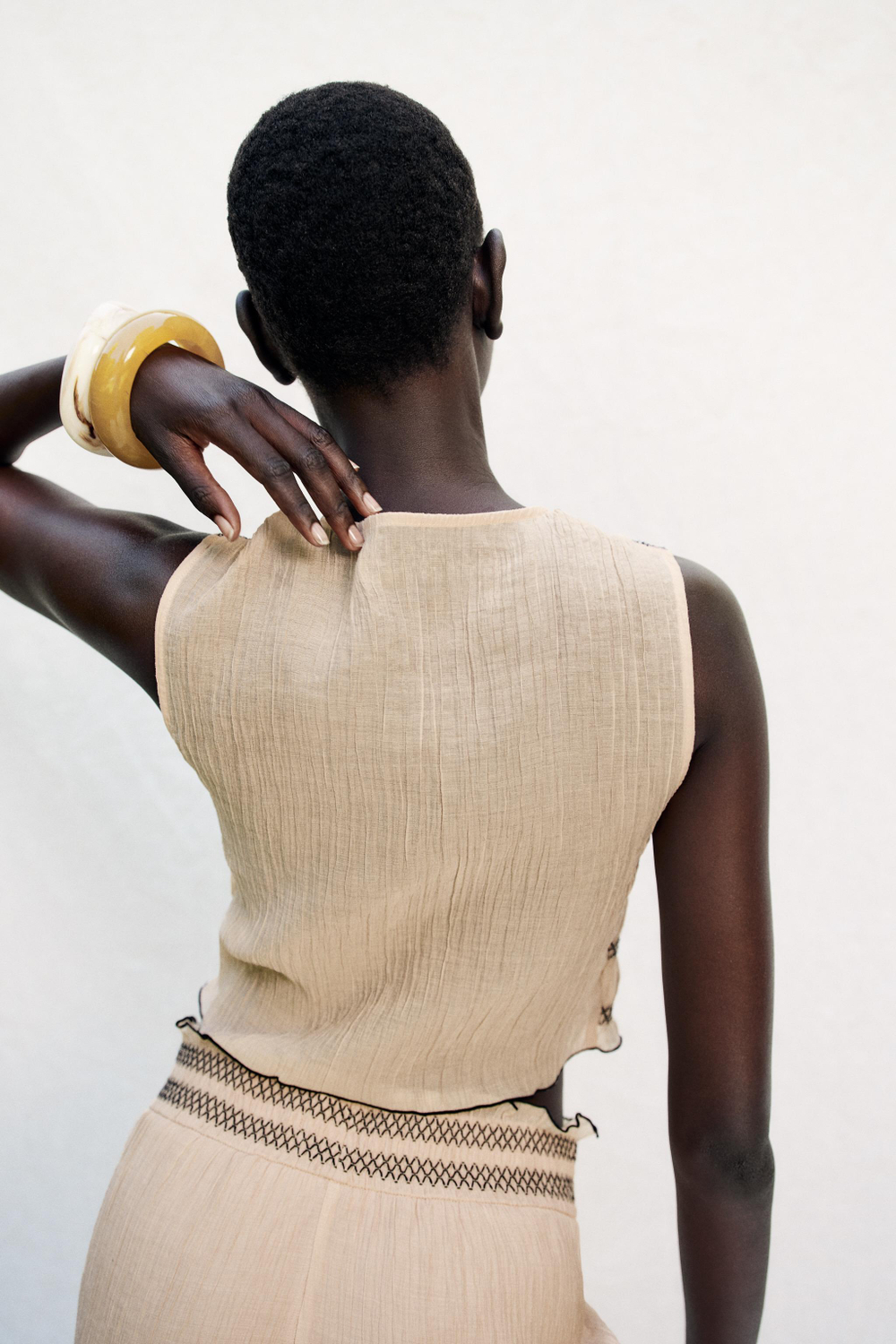ZARA ТОП-ЖИЛЕТ С КОМБИНИРОВАННЫМИ ШВАМИ, ПЕСОЧНЫЙ