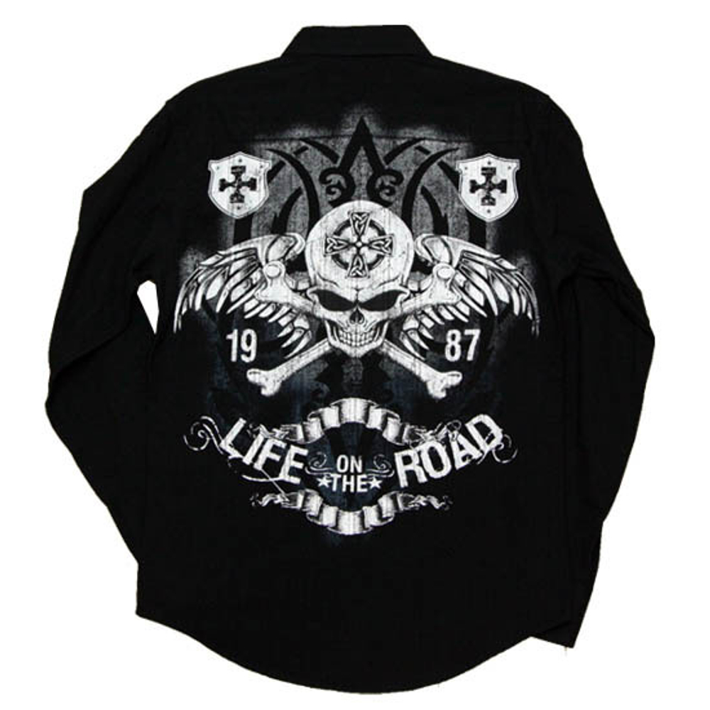 Рубашка Life onthe Road, черная, вышивка, д/р