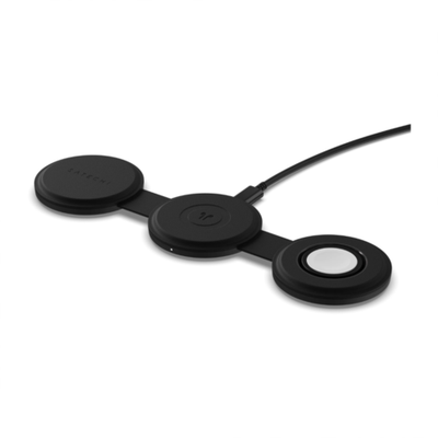 Складная зарядная станция MagSafe Satechi OntheGo Charger для iPhone, Apple Watch и AirPods (Qi2) Беспроводная зарядка: Qi 15 Вт, Qi 5 Вт, магнитное крепление для быстрой зарядки Apple Watch (Qi 5 Вт). Проводная зарядка: нет. Сертификации MFi и Qi2. Есть