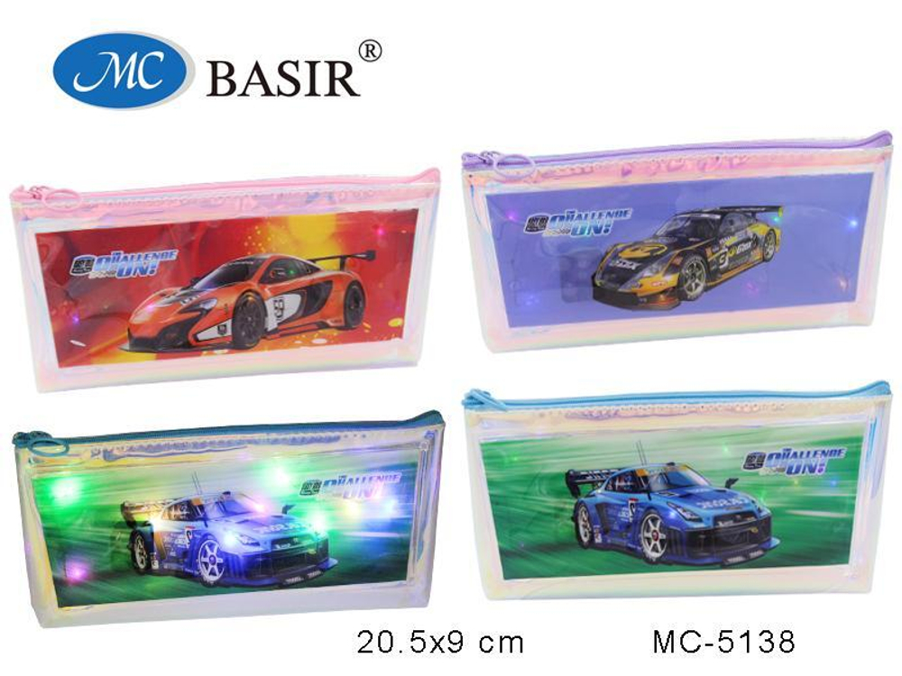 Пенал для мальчиков 20,5*9 см. синтетич,матер.,полупрозрачный(гладкий, перламутровый), 1 сторона цв.