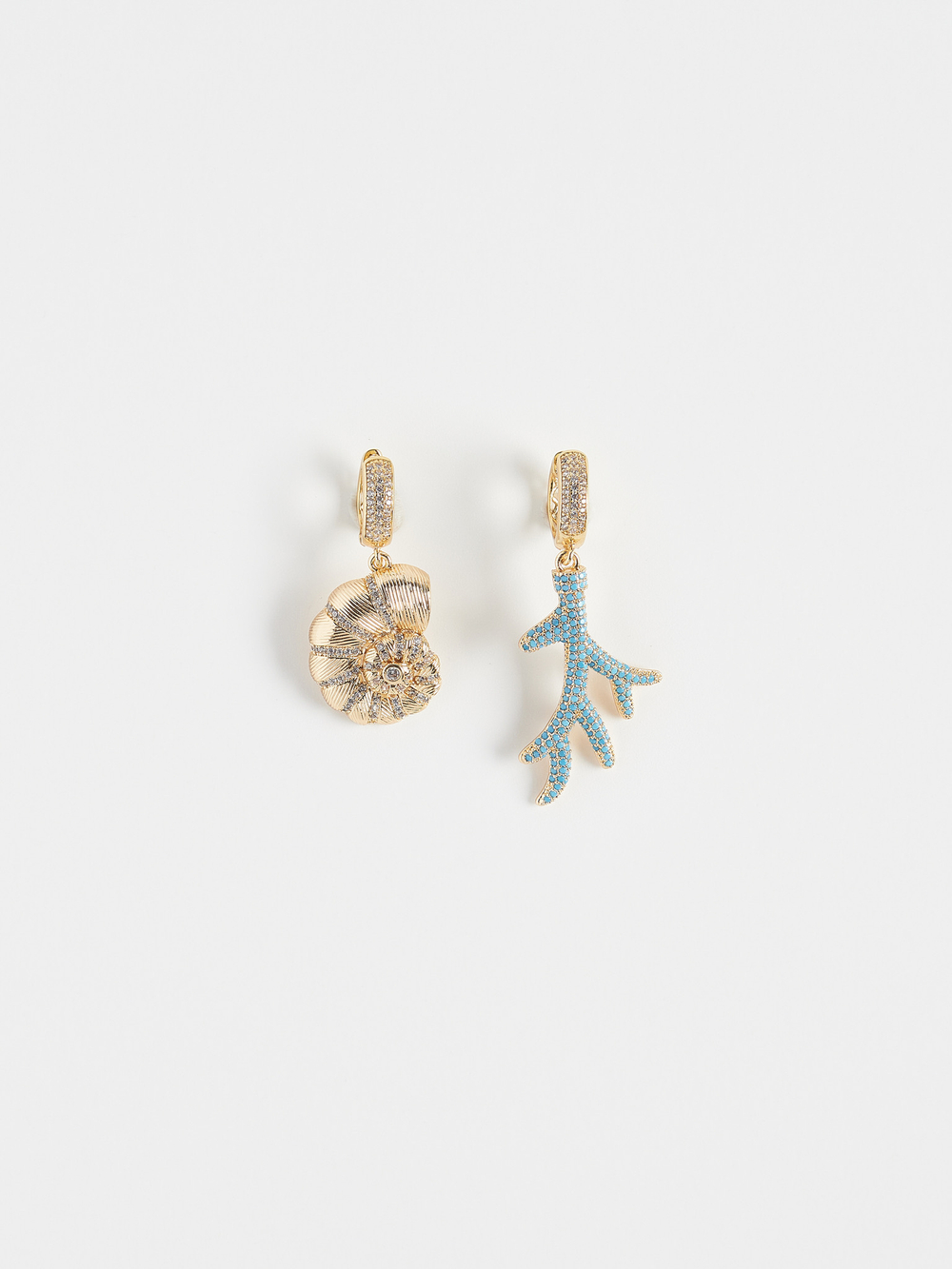 Серьги "Blue coral shell" Gold
