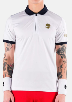 Мужское теннисное поло Hydrogen Half Zip Tech Tee - белый