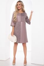 Платье комбинированное (экокожа/бежевый меланж) П8397 LT Collection