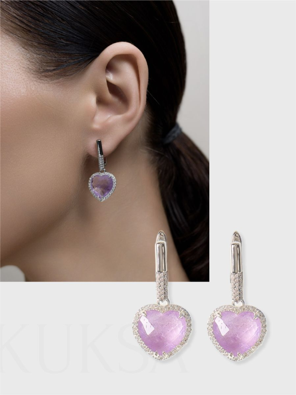 Серьги "Royal Love" Silver c лавандовым аметистом