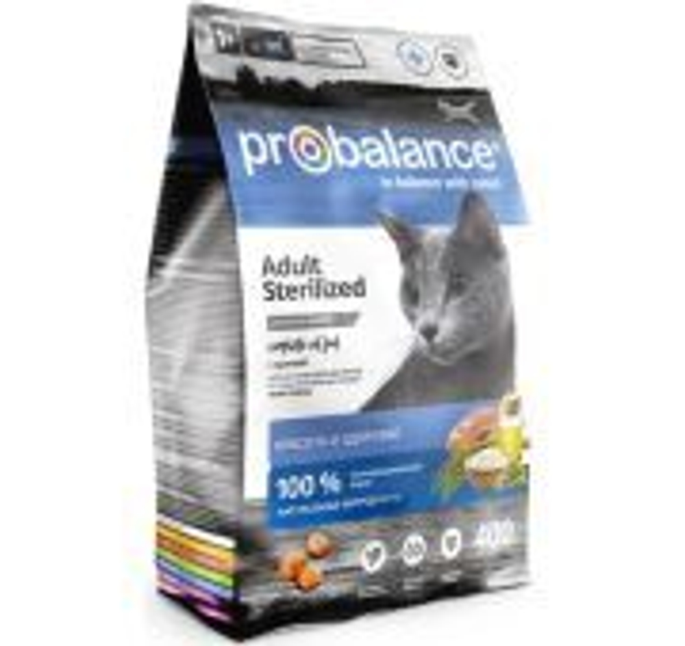 Корм ProBalance Sterilized для стерилиз. кошек/кастр.котов,курица-рис,400гр