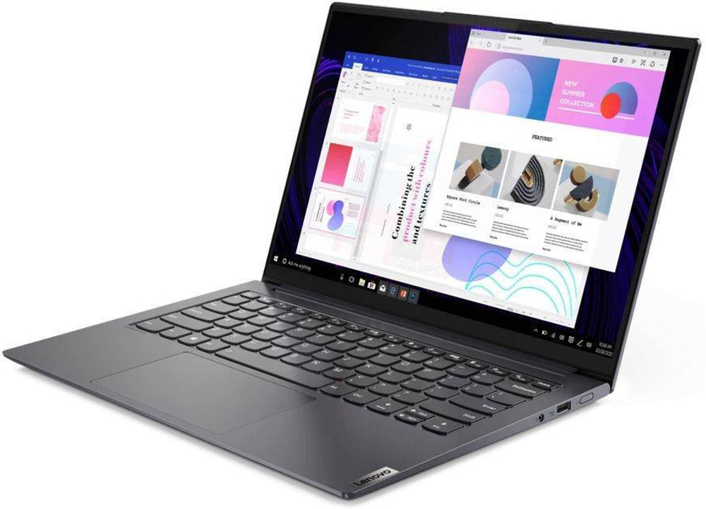 Ноутбук Lenovo Yoga Slim7 Pro 14ACH5, 14", IPS, AMD Ryzen 7 5800HS 2.8ГГц, 16ГБ, 1ТБ SSD, NVIDIA GeForce MX450 - 2048 Мб, Windows 10 Home, 82NJ0003RK, серый