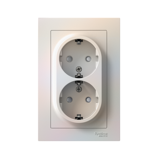 Розетка 2-м СП AtlasDesign 16А IP20 с заземл. защ. шторки в сборе жемчуж. SE ATN000426