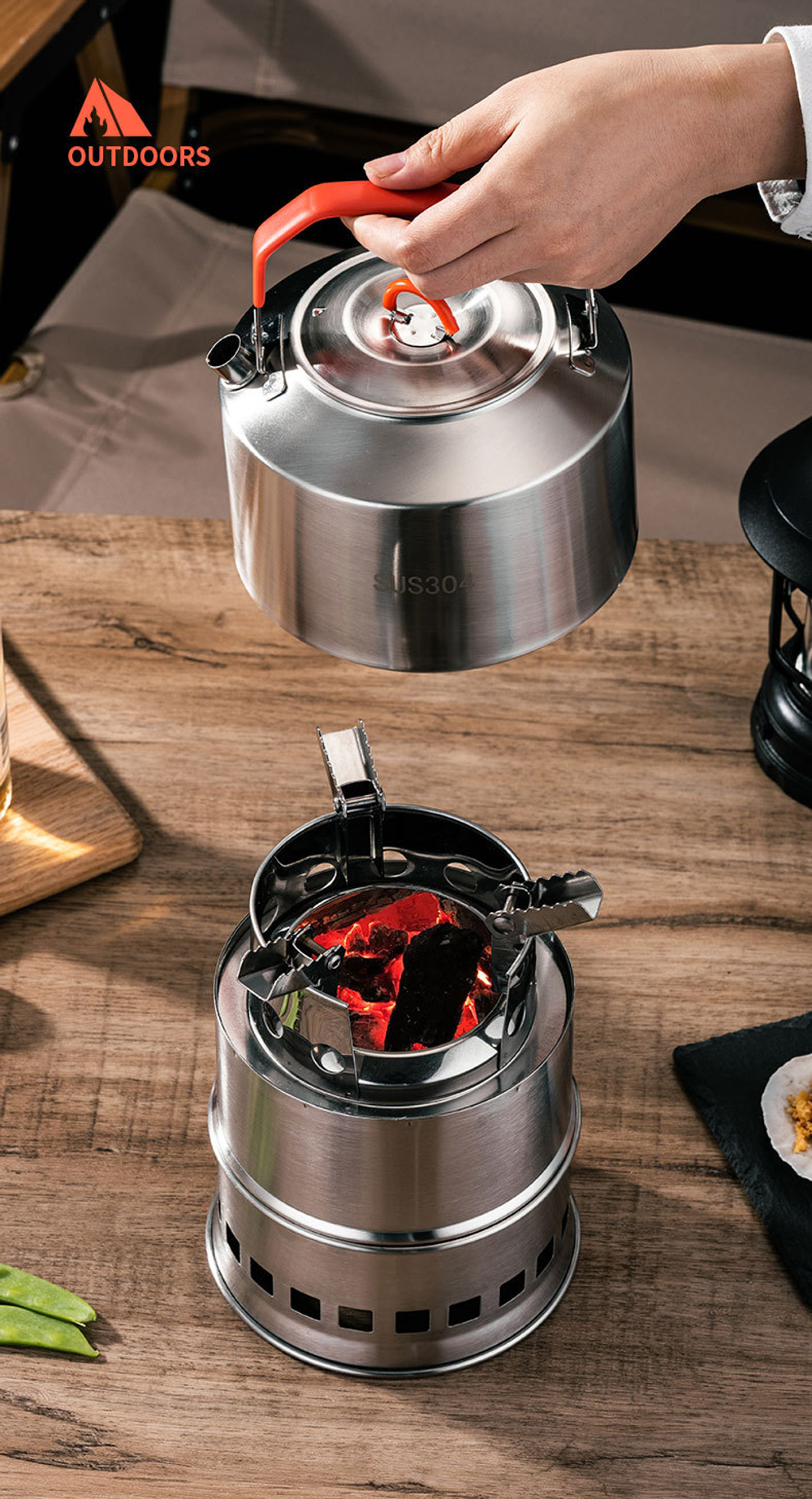 Походный кухонный набор из щепочницы и чайника 1,2 л