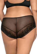 Двухцветные трусики-слипы из кружева и сетки (Размер: XXL) (Цвет: черный)