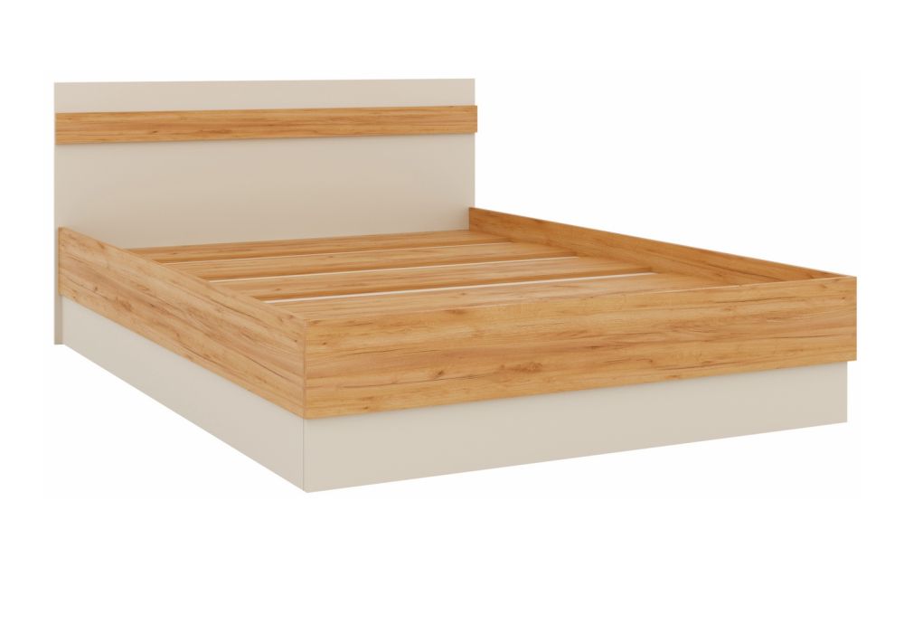 Двуспальная кровать Кассандра 160х200 дуб крафт золотой / кашемир