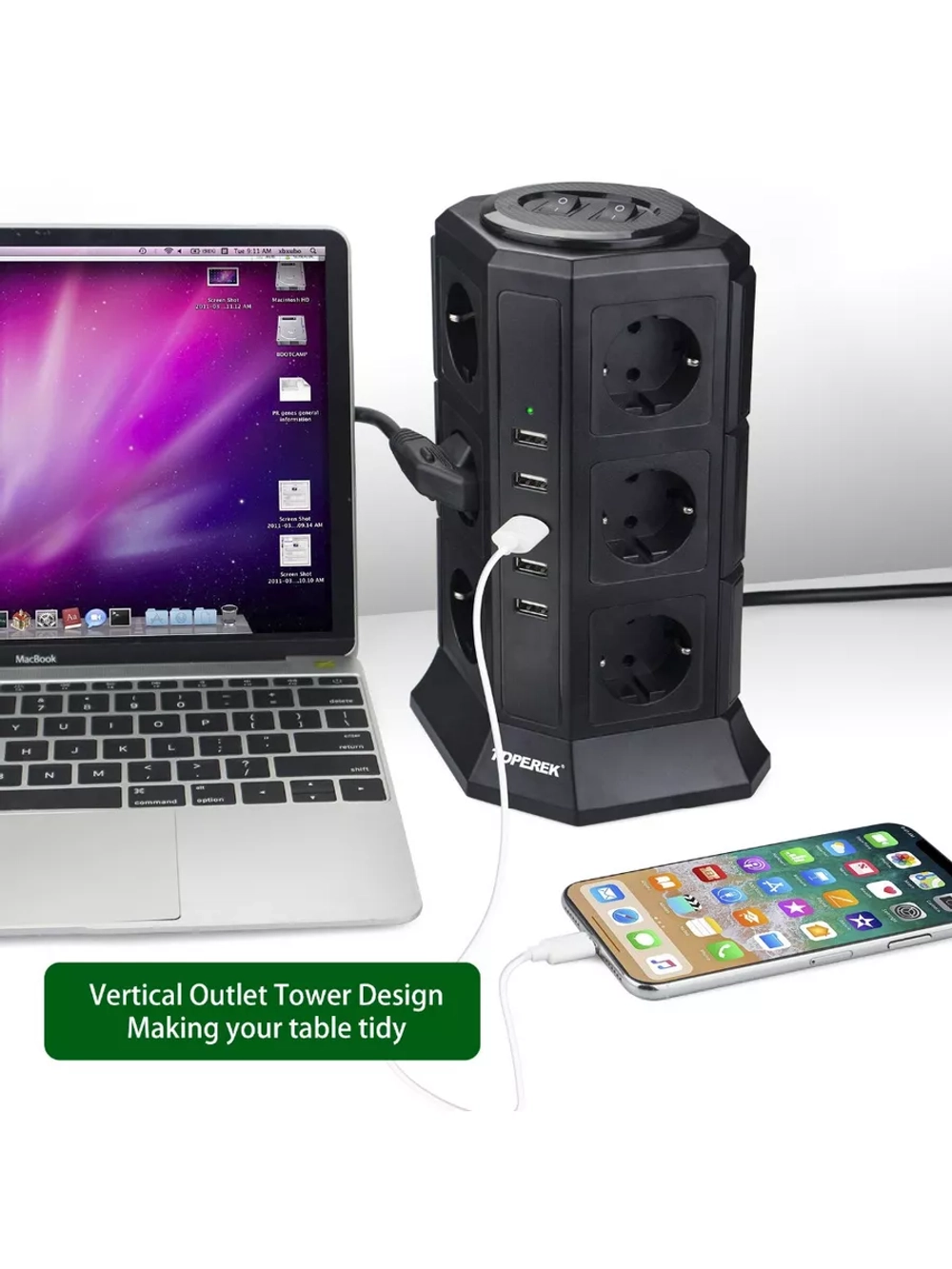 Удлинитель сетевой фильтр на 12 розеток, 5 USB