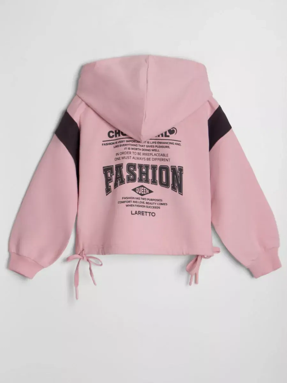 Худи для девочки с завязками розовое