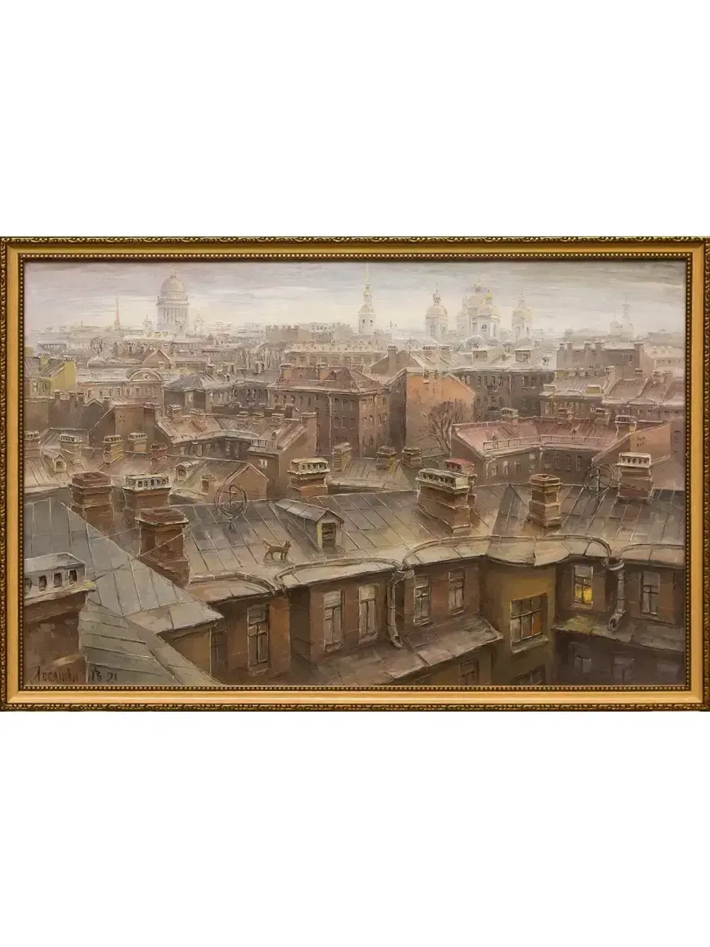Картина маслом Крыши в Коломне Лобановаа