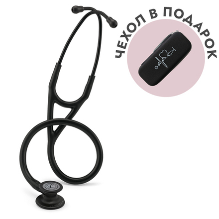 Стетоскоп Littmann Cardiology IV, черный, черная матовая акустическая головка, черный ствол (6163)
