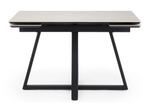 Керамический стол Woodville Памелла 120(180)х80 carmen light grey, черный, ножки черные