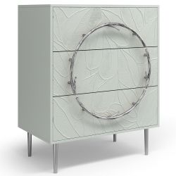 Комод Арт Колор leaves с 3-мя ящиками Стайл Сильвер Серый дым