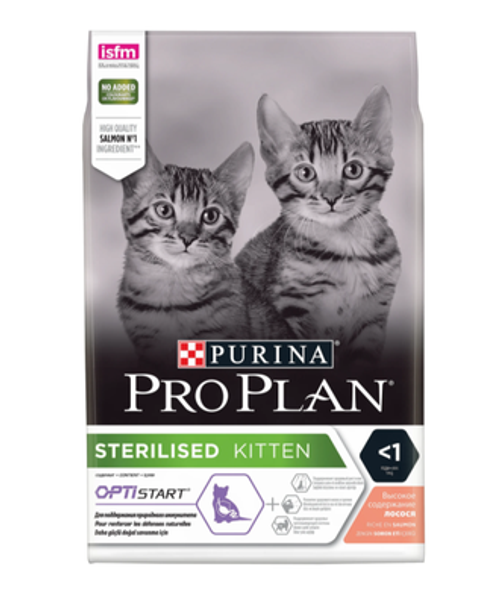 Purina Pro Plan Kitten Sterilised Сухой корм для стерилизованных котят с лососем, 1,5 кг