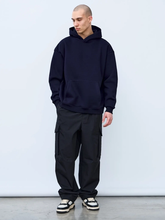 Худи оверсайз с начесом (темно - синий)