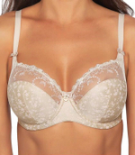 Бюстгальтер с мягкой чашкой +size, мелкими цветами и вышивкой (Размер: 85H) (Цвет: телесный)