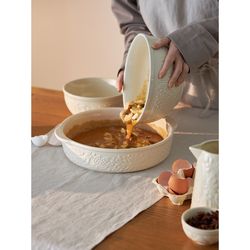 Блюдо для запекания Birds of Paradise, Ø33 см, кремовое