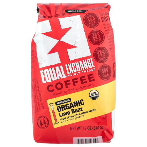 Equal Exchange, Organic Coffee, Love Buzz, цельные зерна, французская обжарка, 340 г (12 унций)