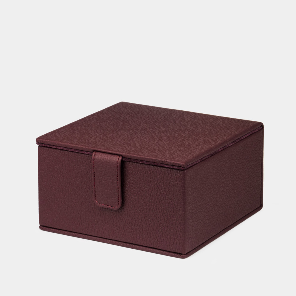 Кофр для хранения из кожи теленка, бордового цвета