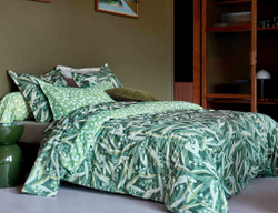 Постельное белье 2 спальное евро Blanc des Vosges Botanico Kaki Франция
