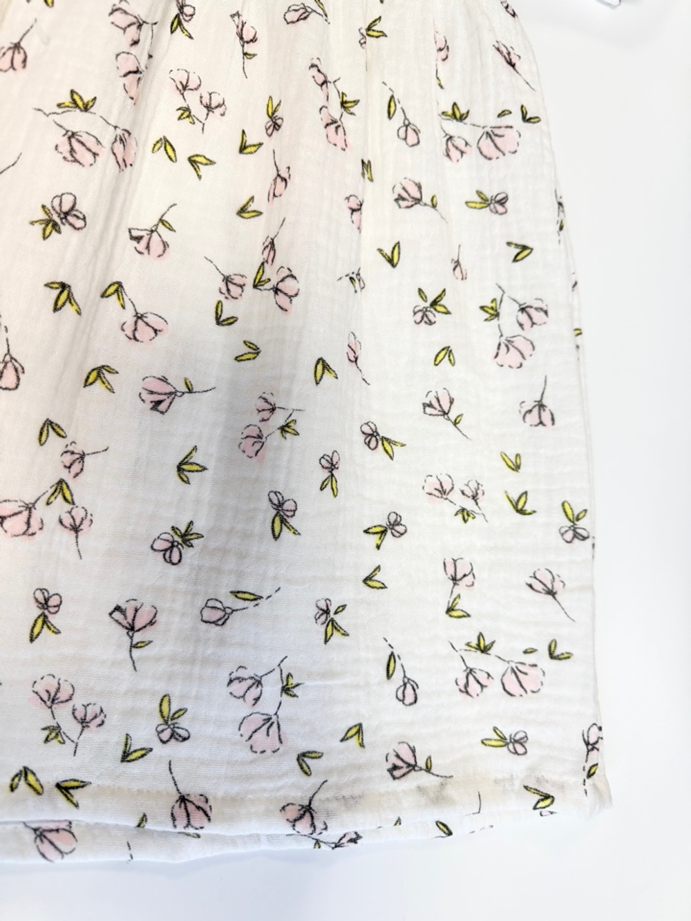 Платье муслиновое с коротким рукавом "Цветы на молоке"