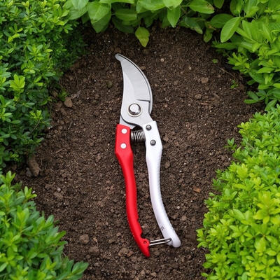 Секатор садовый 21см нерж сталь, цвет красно-белый