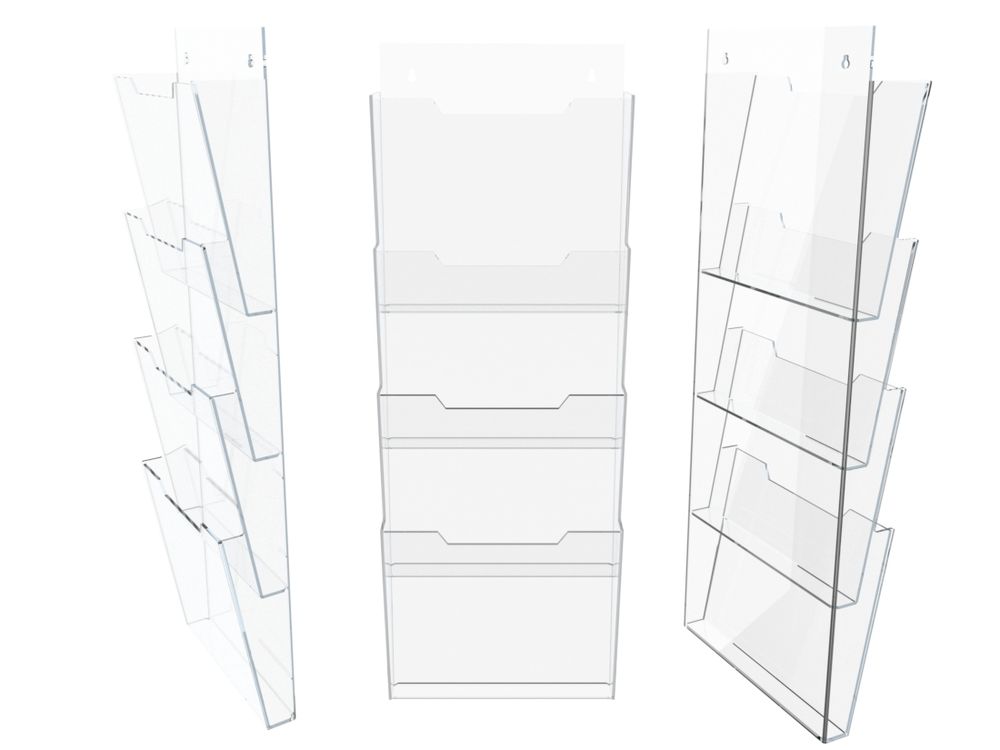 Карман для буклетов настенный 4-х ярусный из оргстекла