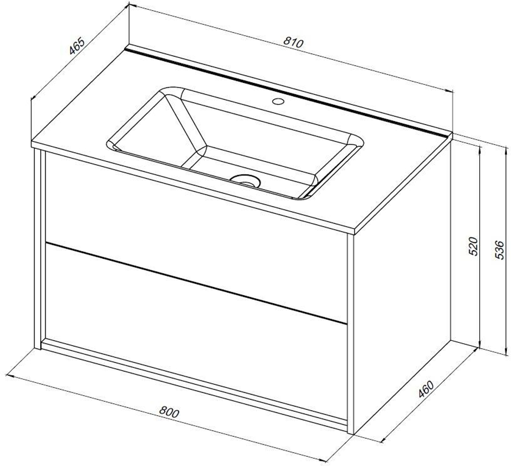 Тумба под раковину Aquanet Lino 80 (Flat) белый глянец