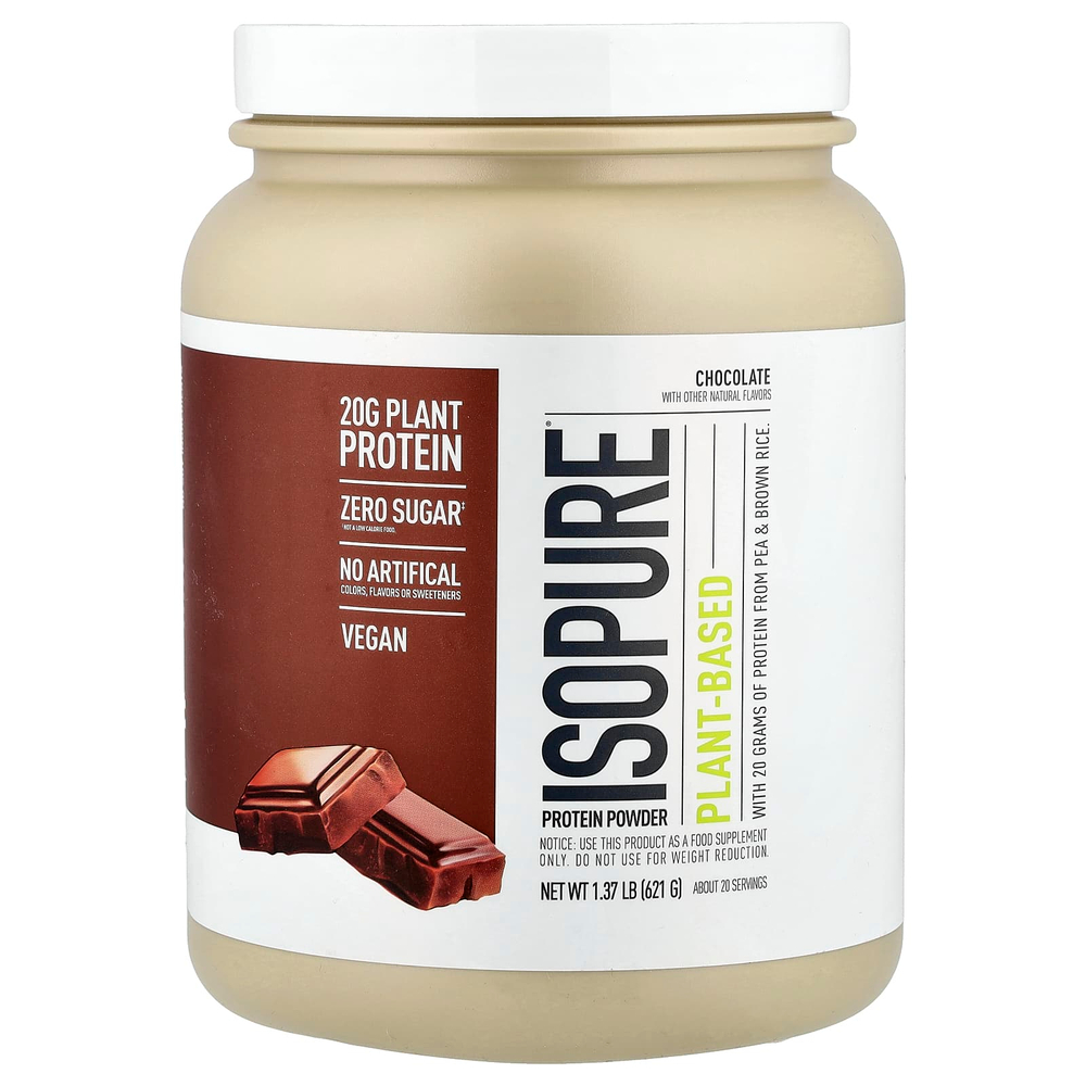 Isopure, Растительный протеиновый порошок, шоколад, 621 г (1,37 фунта)
