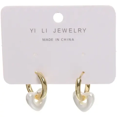 Серьги из гиппоалергенного металла со стразами «ПАЛУМНА», сердечки, цвет золото и серебро, 2,5см