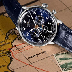 ZEPPELIN Hindenburg Collection Quartz Movement 30m Water Resistance Men"s Watches Watch 40mm Blue Dial