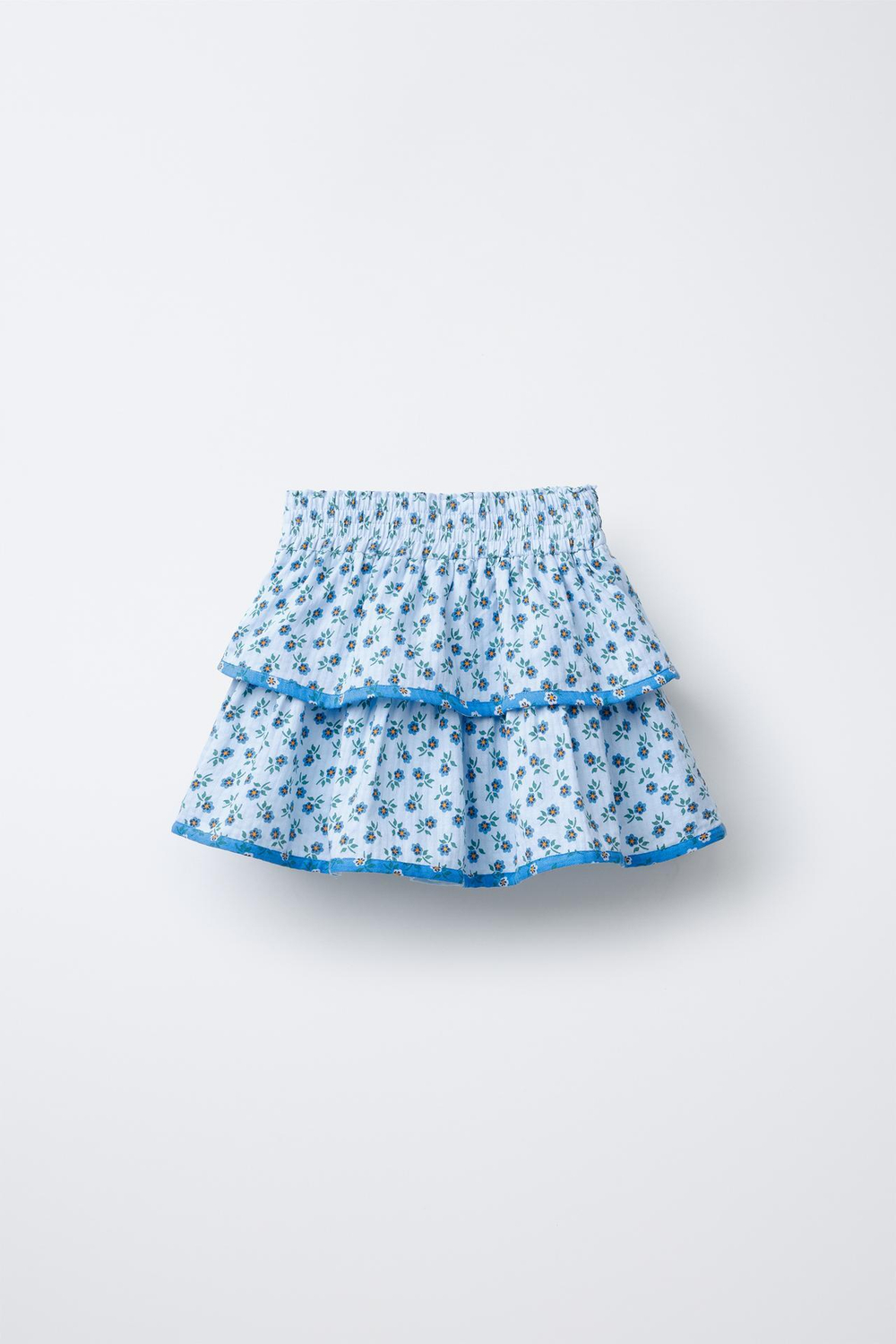ZARA ЮБКА-ШОРТЫ С ЦВЕТОЧНЫМ ПРИНТОМ, ГОЛУБОЙ
