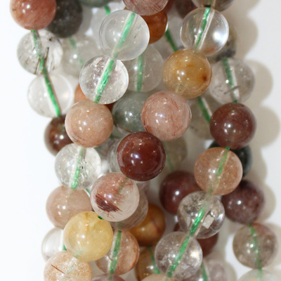 Кварц фантомный рутиловый микс бусины 8мм