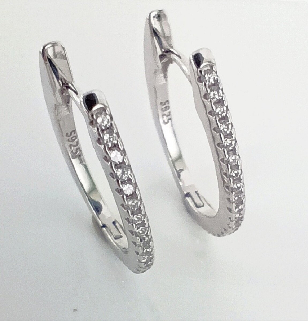 Серьги серебряные Эстерелла, 925 проба, с фианитами, родированные/Ф