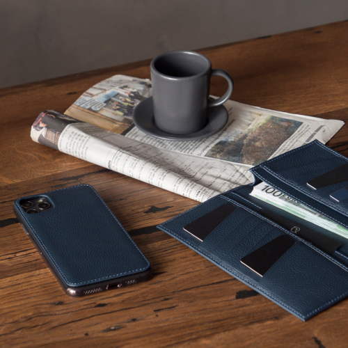 Чехол-накладка для iPhone 11 Pro Max из кожи теленка синего цвета