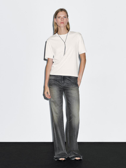 Massimo Dutti Футболка с декоративными швами сзади, белый