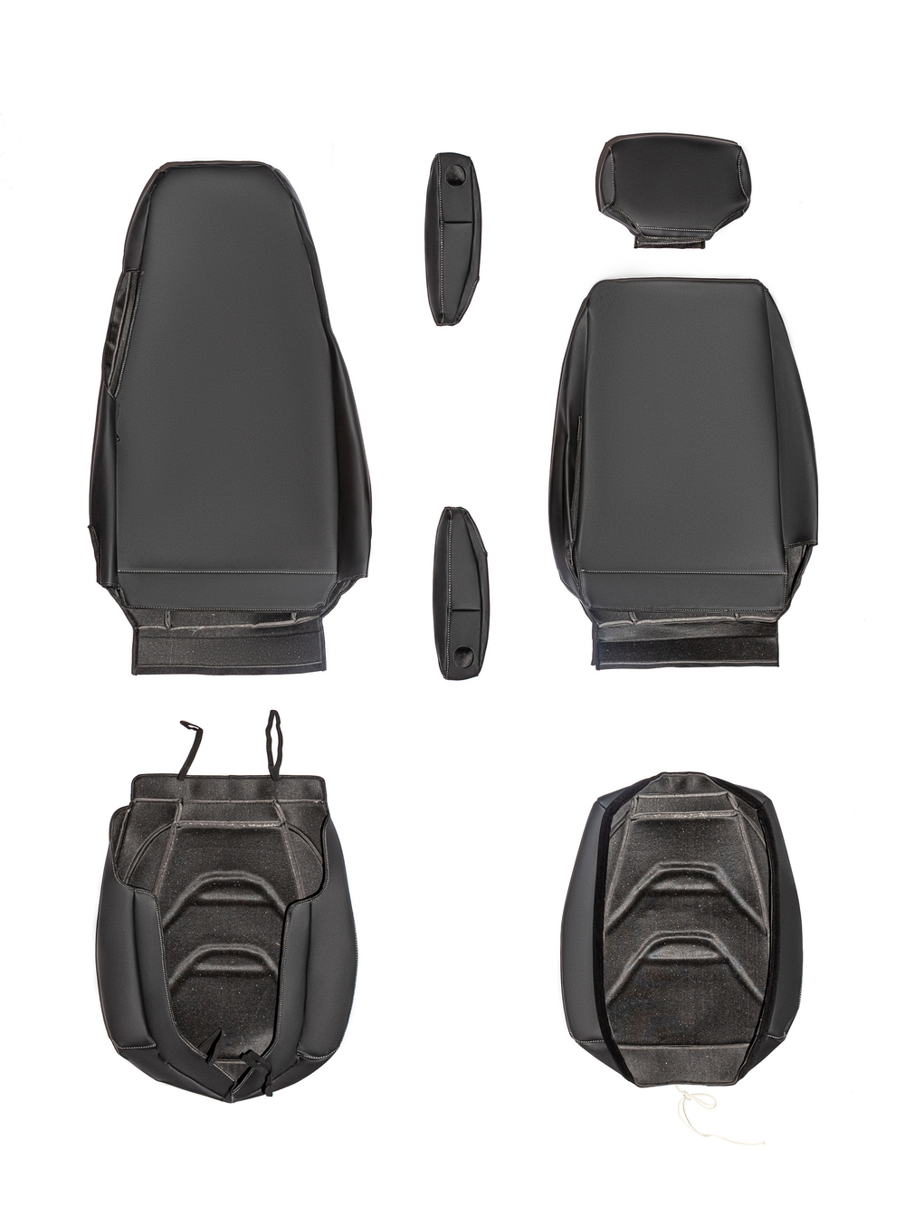 Чехлы Люкс Scania 5 серия Высокое и низкое сиденье (экокожа, черный, серая вставка)