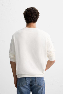 ZARA ДВУХСЛОЙНАЯ ФУТБОЛКА ИЗ РЕЛЬЕФНОЙ ТКАНИ, ЖЕЛТОВАТО-БЕЛЫЙ