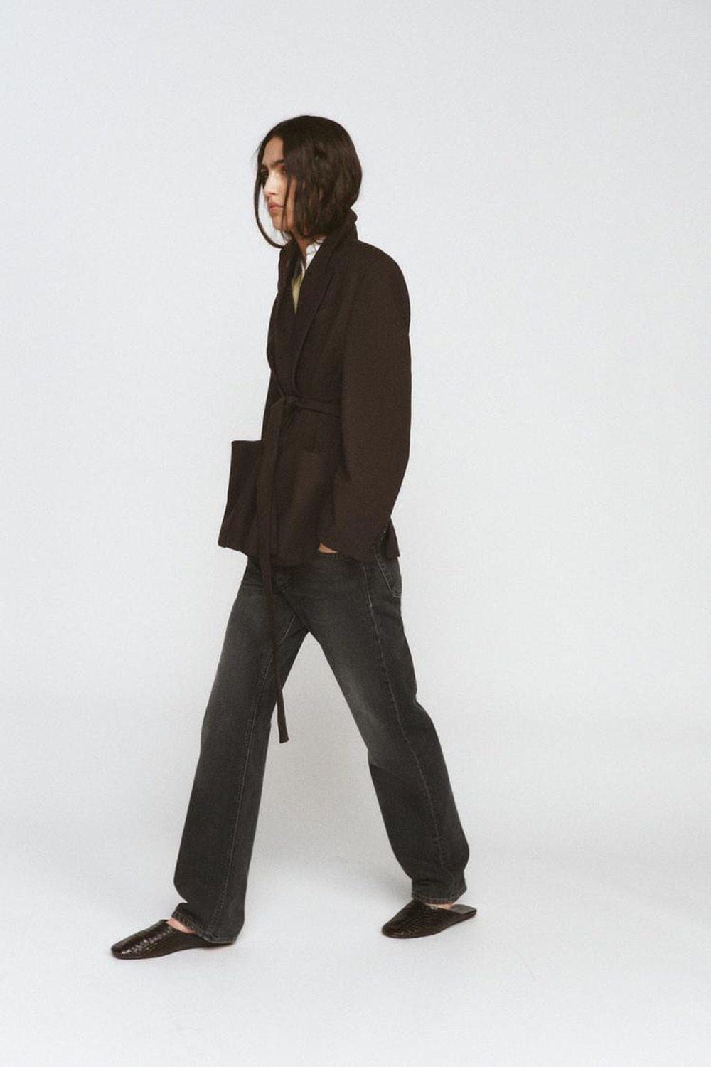 ZARA БЛЕЙЗЕР ИЗ 100% ШЕРСТИ С ПОЯСОМ — ZW COLLECTION LIMITED EDITION, ОТТЕНКИ КОРИЧНЕВОГО