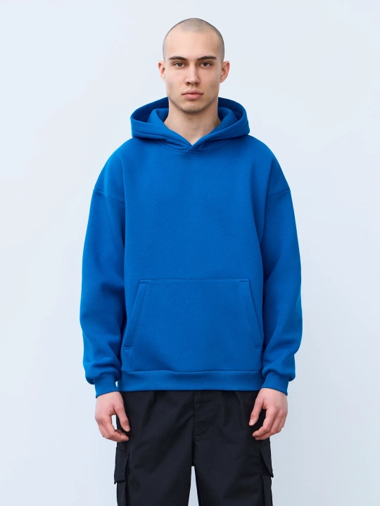 Худи оверсайз с начесом (синий)