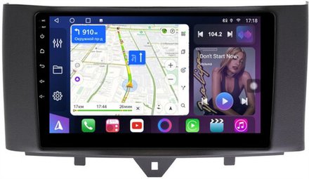 Магнитола для Smart ForTwo W451 2010-2015 - FarCar BM9-9653F1 монитор 9" QLED на Android 13, ТОП процессор, 4Гб+32Гб, CarPlay, 4G SIM-слот
