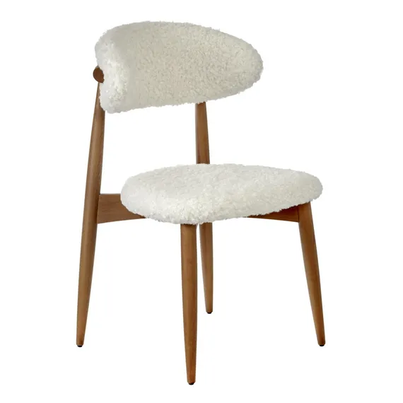 Стул Mod белый искусственный мех с ножками цвета орех