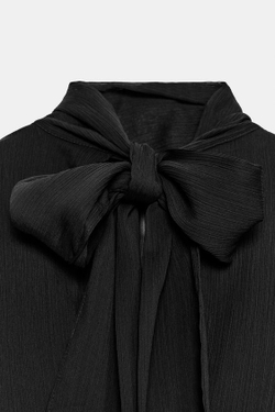 ZARA ДРАПИРОВАННЫЙ ТОП-БАЛЛОН, ЧЕРНЫЙ